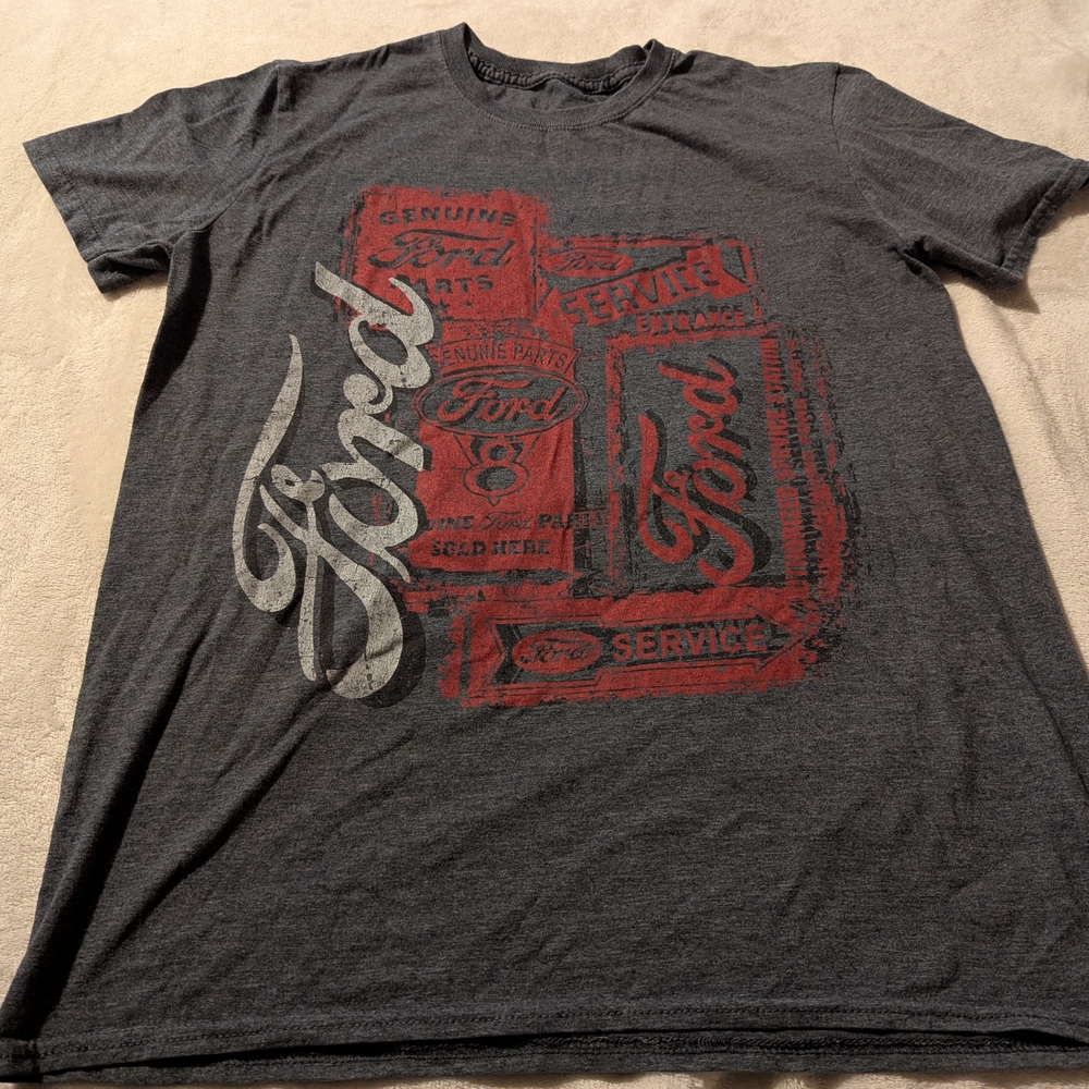 Ford Gray and Red Short Sleeve Tee with Bold Graphic